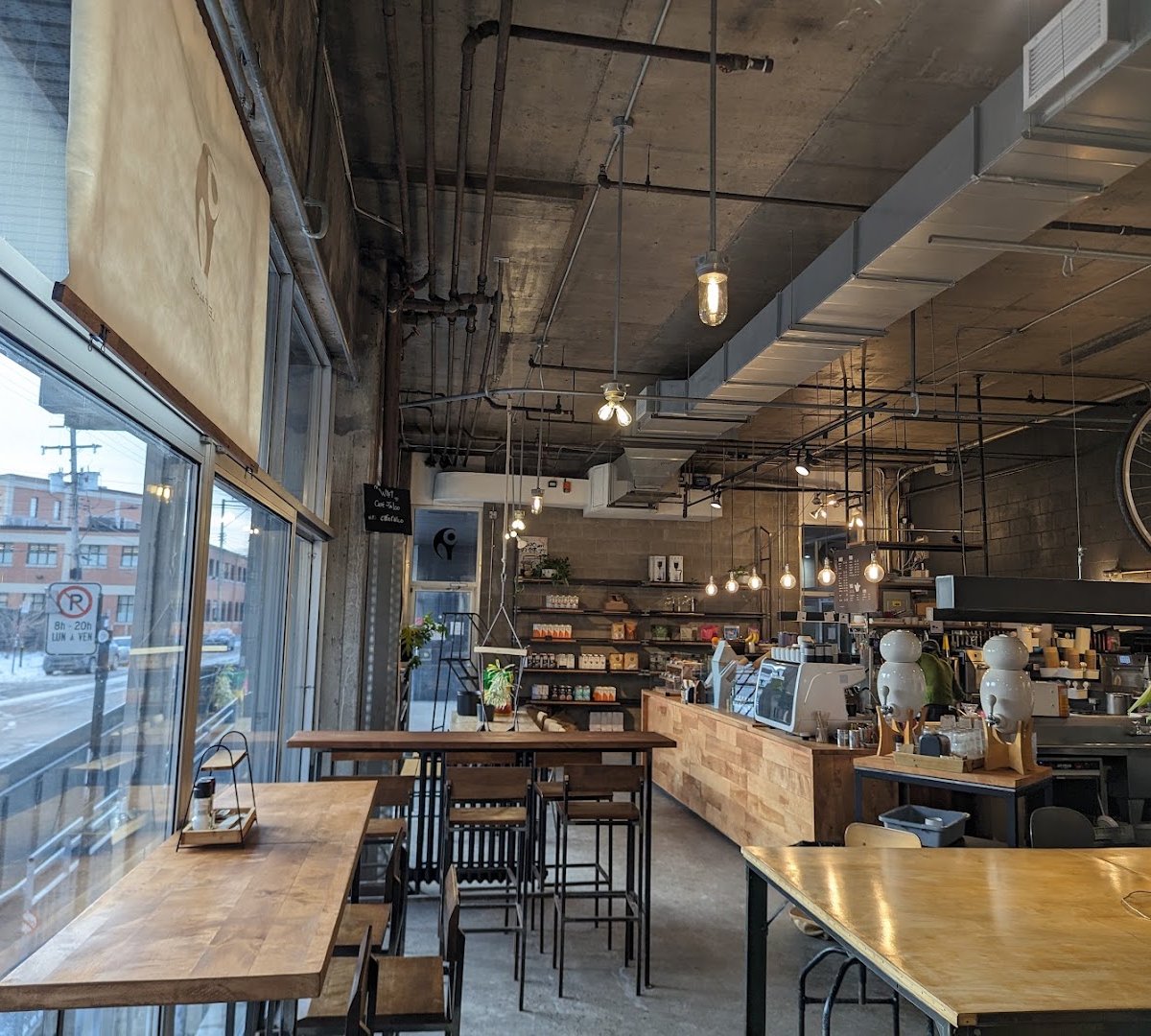 Interior of Le Falco, specialty coffee shop in Montreal