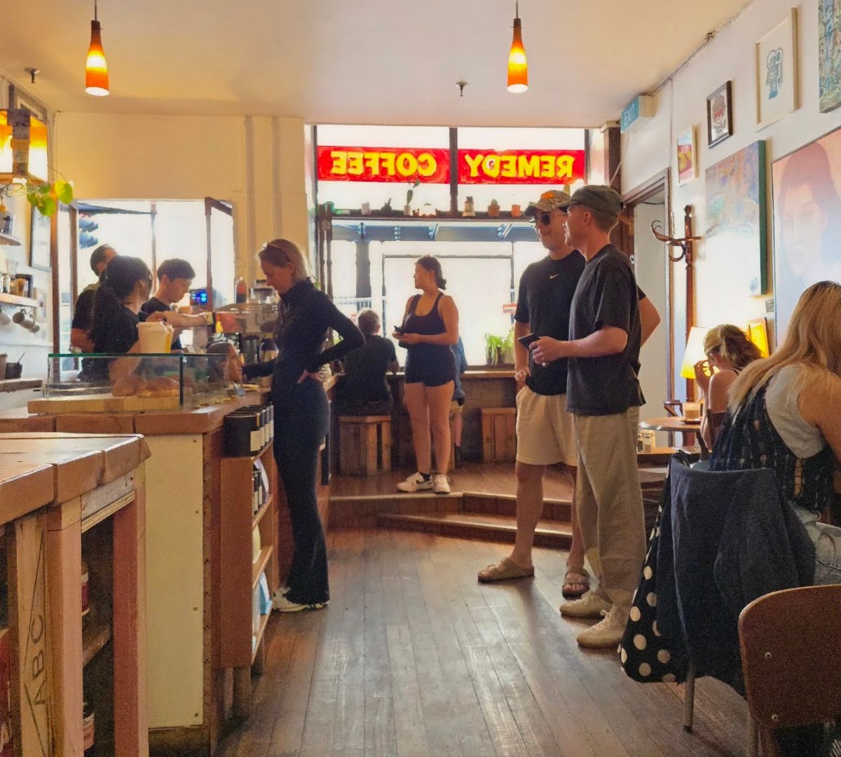 Interior of Remedy Coffee, specialty coffee shop in Auckland