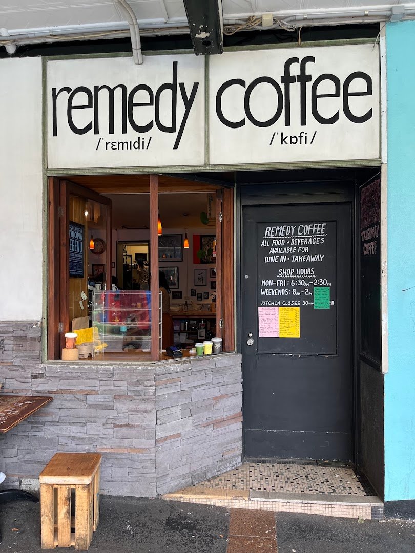 Storefront of Remedy Coffee, specialty coffee shop in Auckland