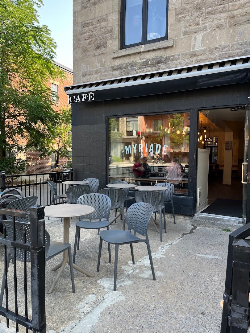 Storefront of Café Myriade - Le Plateau, specialty coffee shop in Montreal