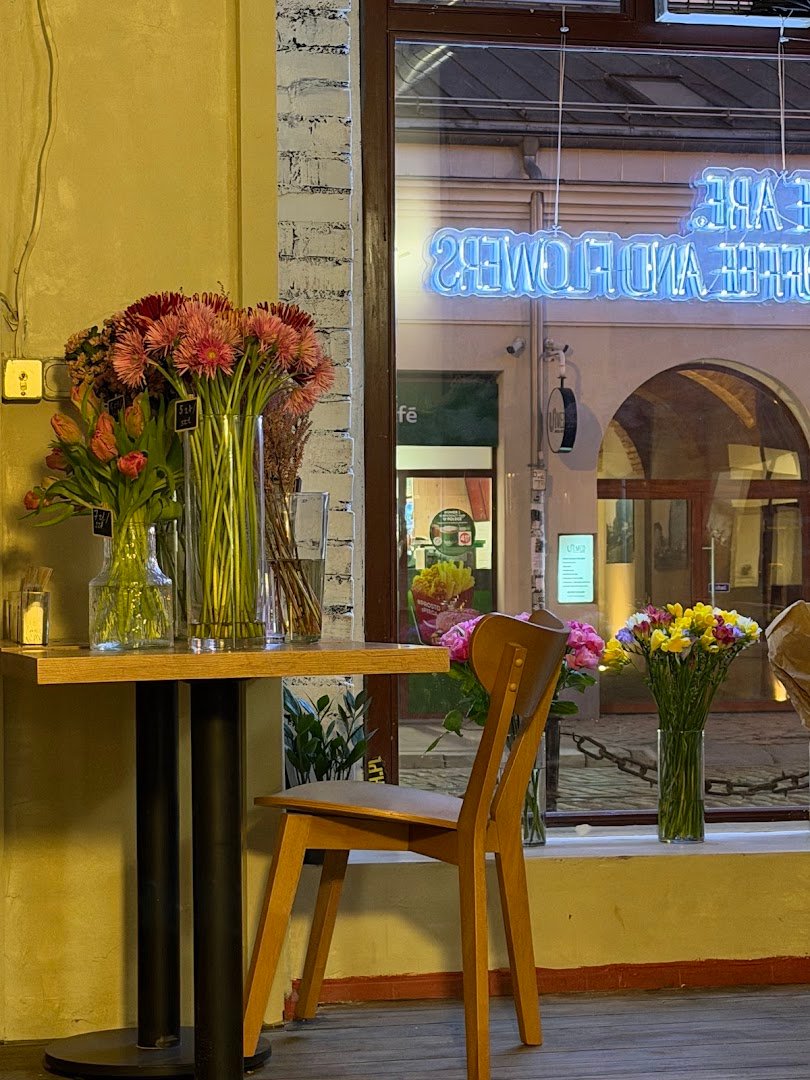 Interior of We are. Coffee and Flowers, specialty coffee shop in Warsaw