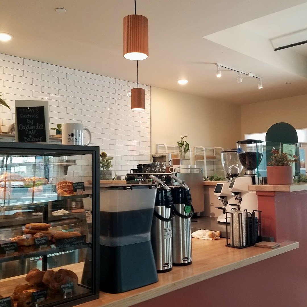 Interior of Soul Blends Coffee Roasters, specialty coffee shop in Oakland