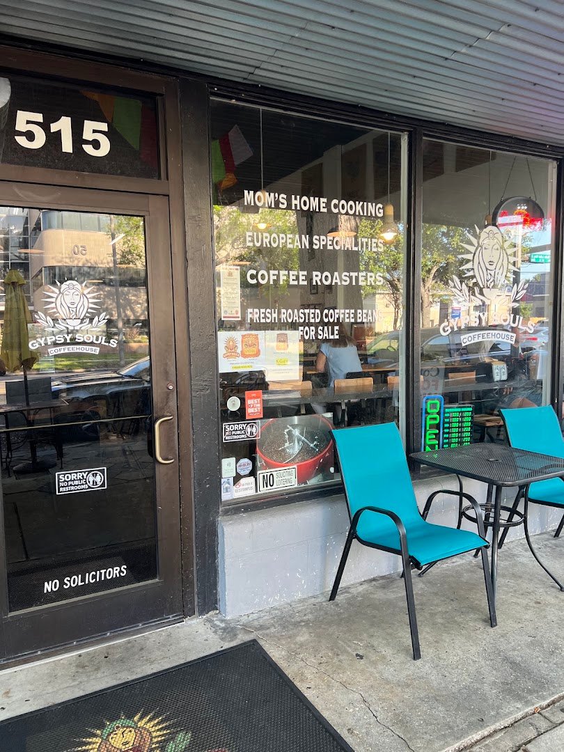 Storefront of Gypsy Souls Coffeehouse, specialty coffee shop in Tampa-St. Petersburg