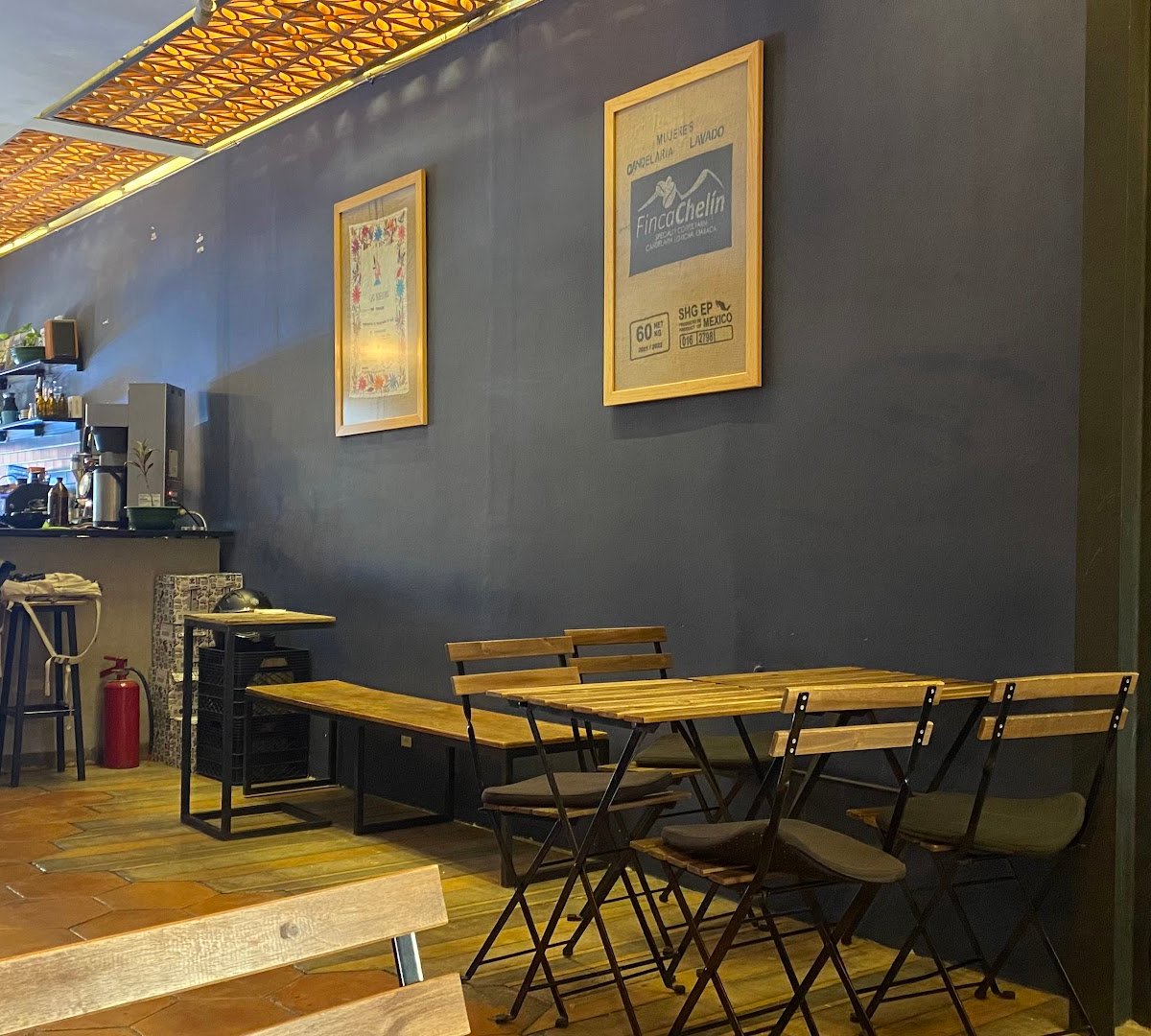 Interior of Almanegra Café, specialty coffee shop in Mexico City