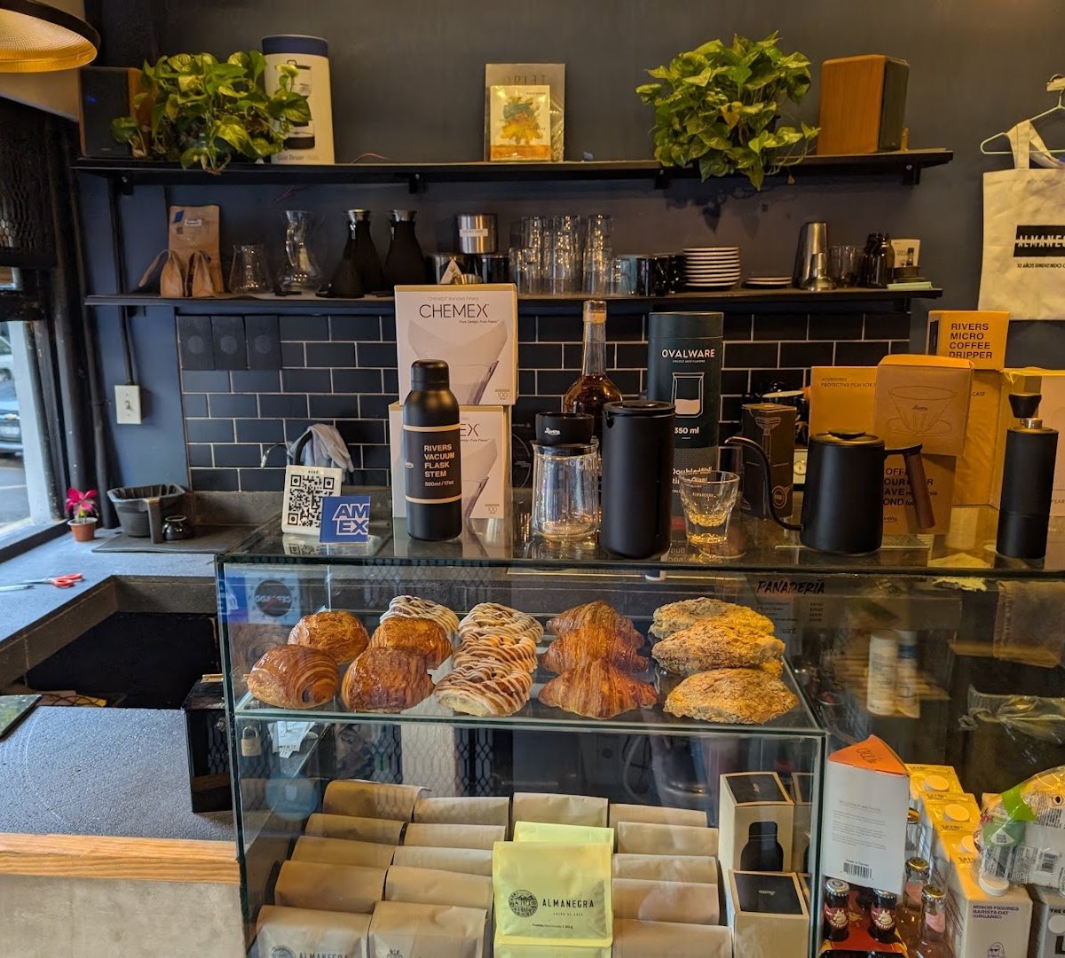 Interior of Almanegra Café, specialty coffee shop in Mexico City