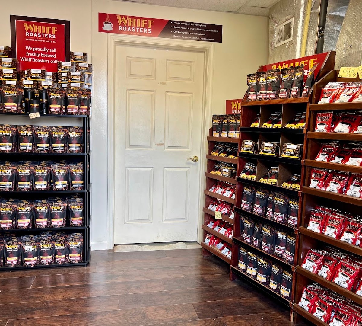 Interior of Whiff Roasters, specialty coffee shop in Lancaster