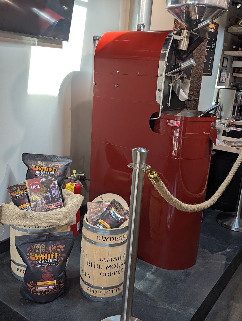 Interior of Whiff Roasters, specialty coffee shop in Lancaster