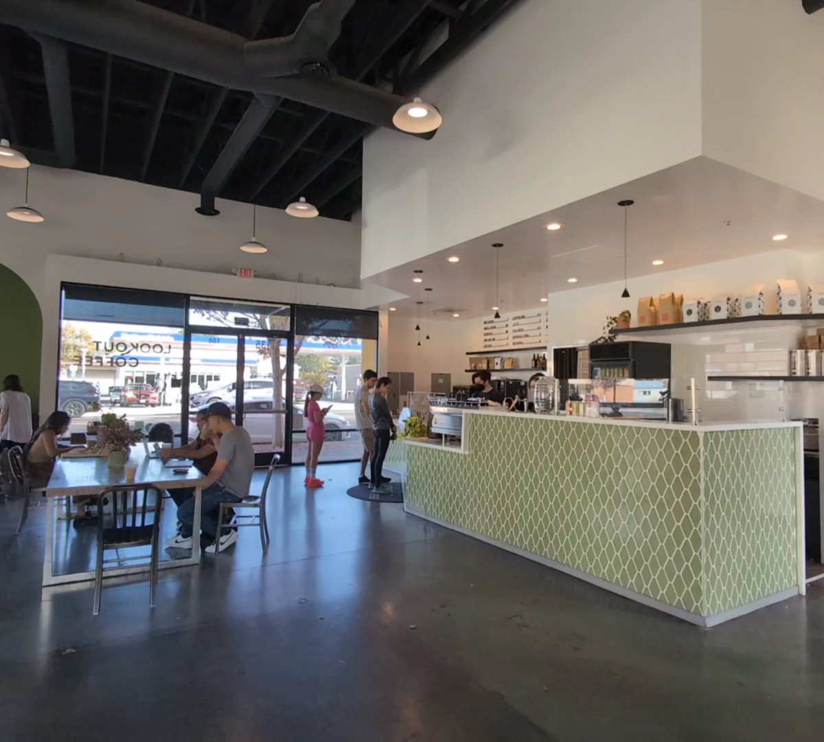 Interior of Lookout Coffee, specialty coffee shop in San Jose