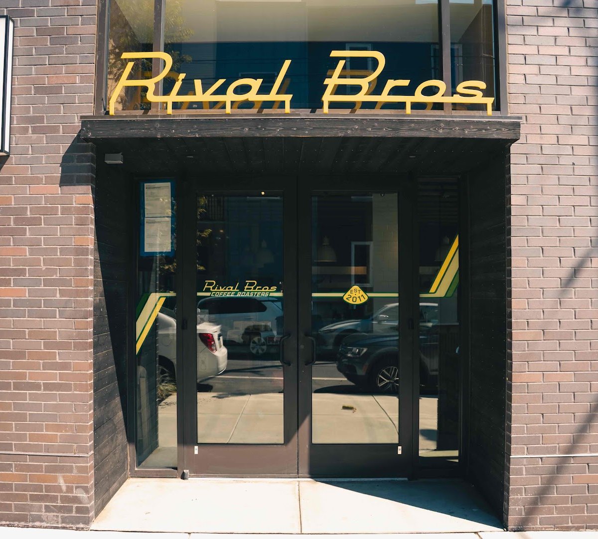 Storefront of Rival Bros Coffee Bar, specialty coffee shop in Philadelphia