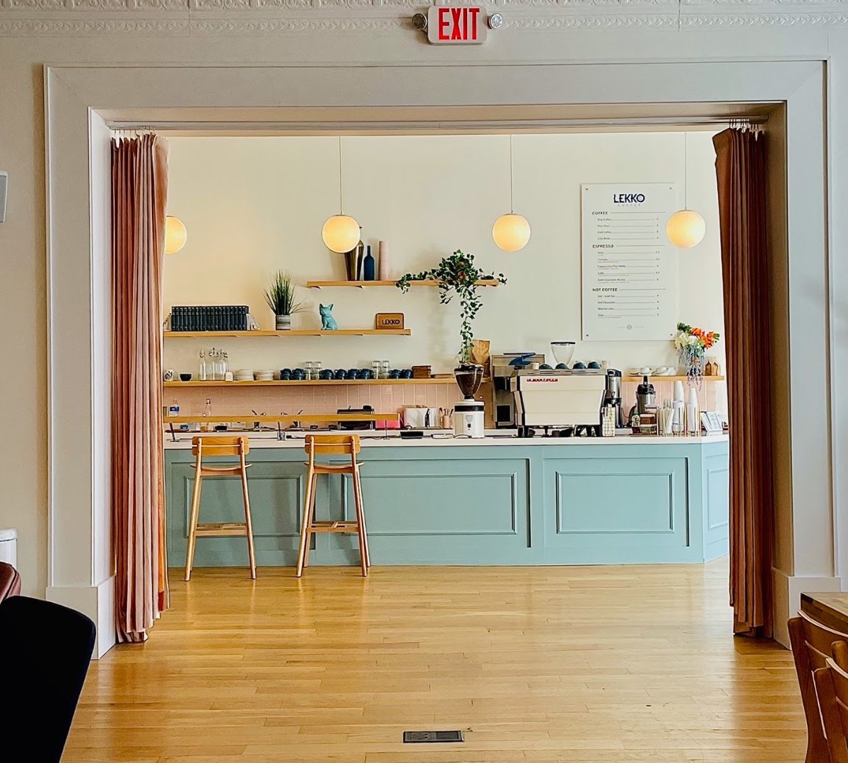 Interior of Lekko Coffee, specialty coffee shop in Cleveland