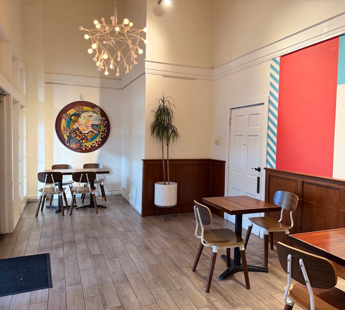 Interior of Dune Coffee Roasters, specialty coffee shop in Santa Barbara