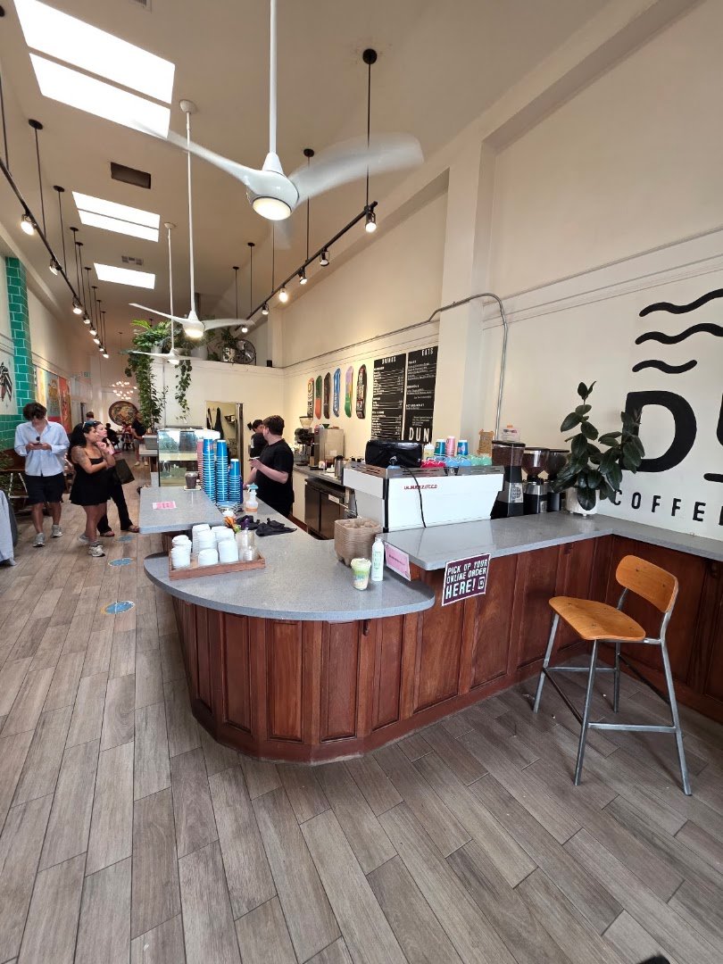 Interior of Dune Coffee Roasters, specialty coffee shop in Santa Barbara