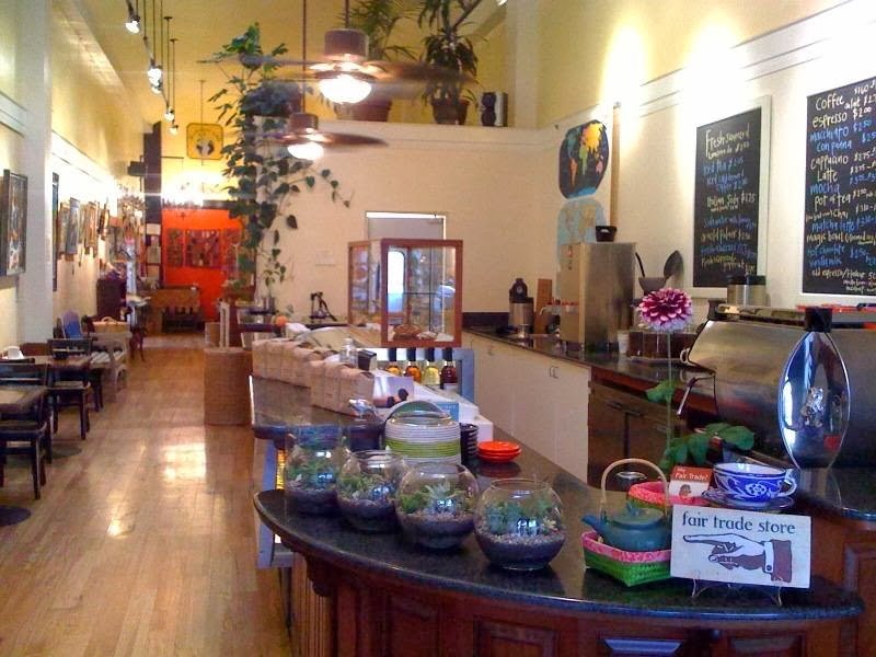 Interior of Dune Coffee Roasters, specialty coffee shop in Santa Barbara