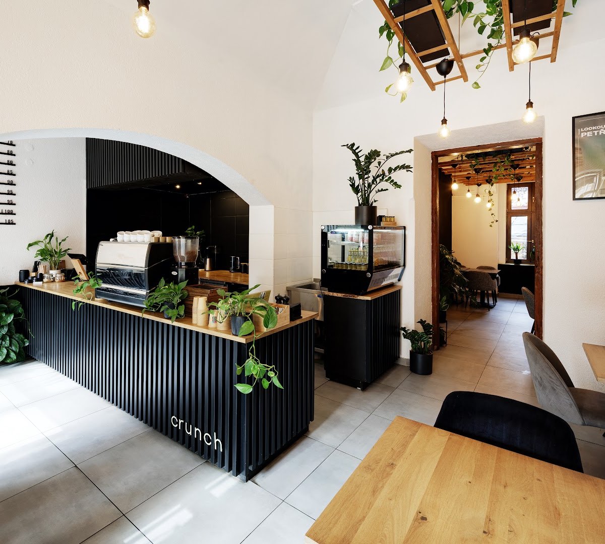 Interior of crunch, specialty coffee shop in Prague