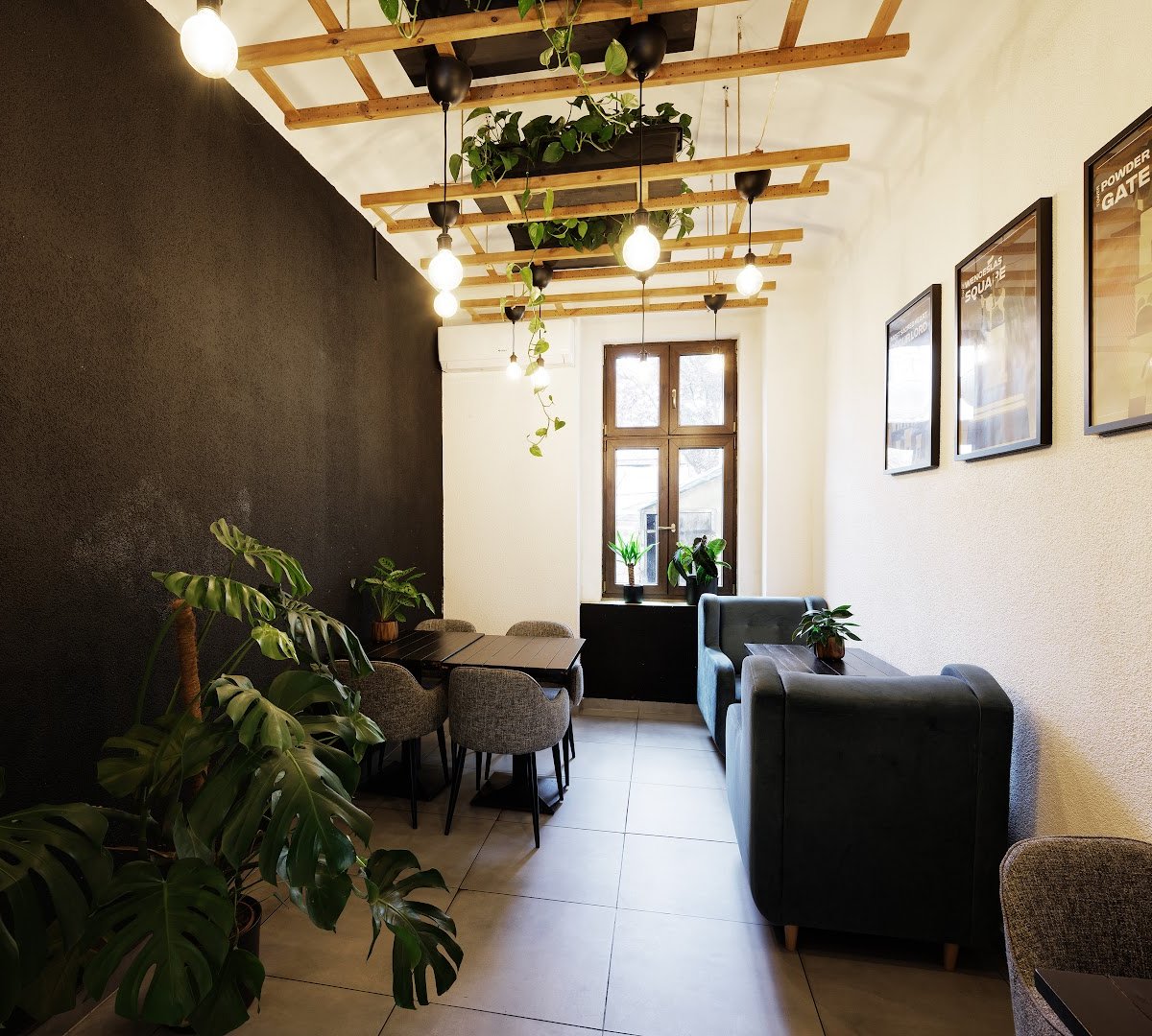 Interior of crunch, specialty coffee shop in Prague