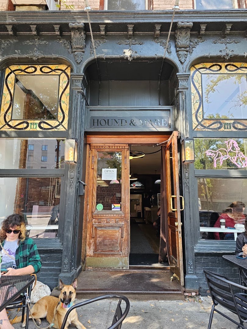 Storefront of Hound and Mare, specialty coffee shop in Ithaca
