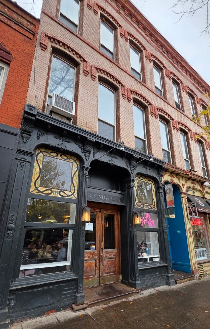 Storefront of Hound and Mare, specialty coffee shop in Ithaca
