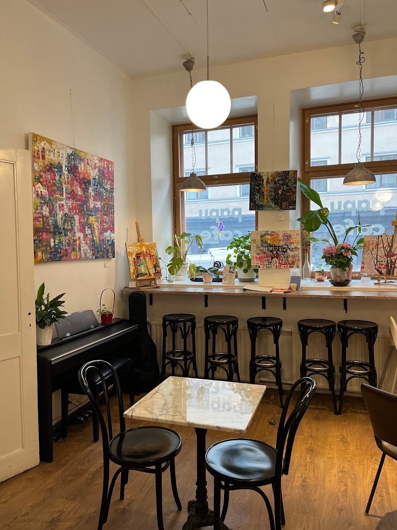 Interior of Papu Cafe, specialty coffee shop in Helsinki