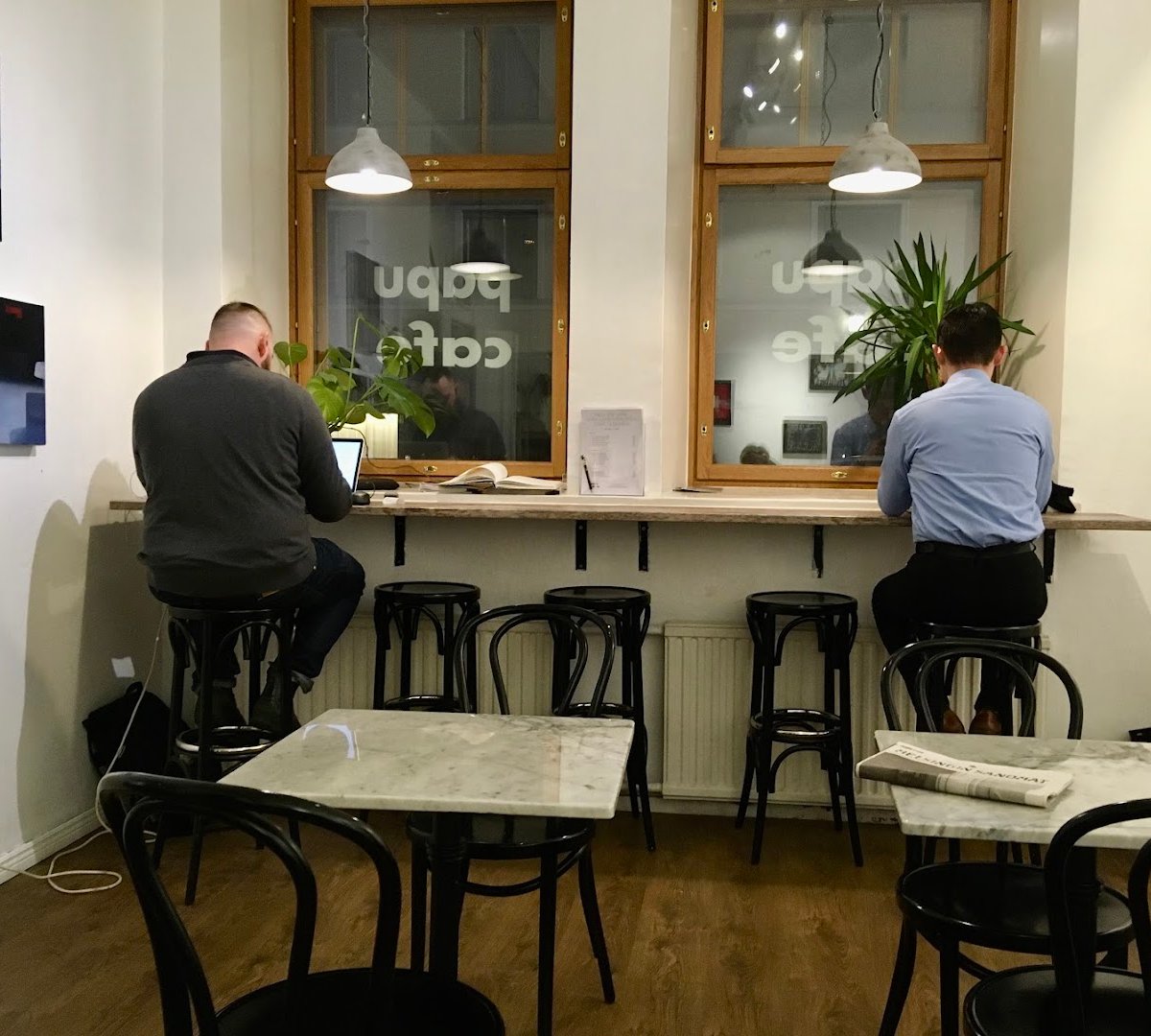 Interior of Papu Cafe, specialty coffee shop in Helsinki