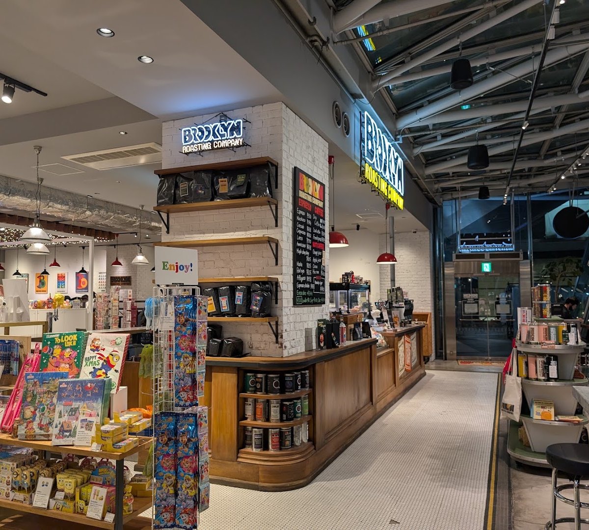 Interior of Brooklyn Roasting Company Tokyo International Forum, specialty coffee shop in Tokyo