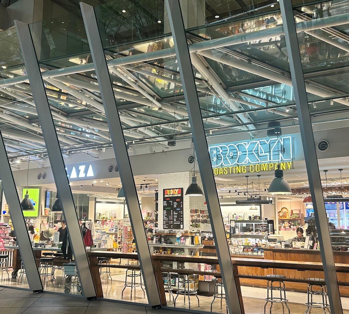 Interior of Brooklyn Roasting Company Tokyo International Forum, specialty coffee shop in Tokyo