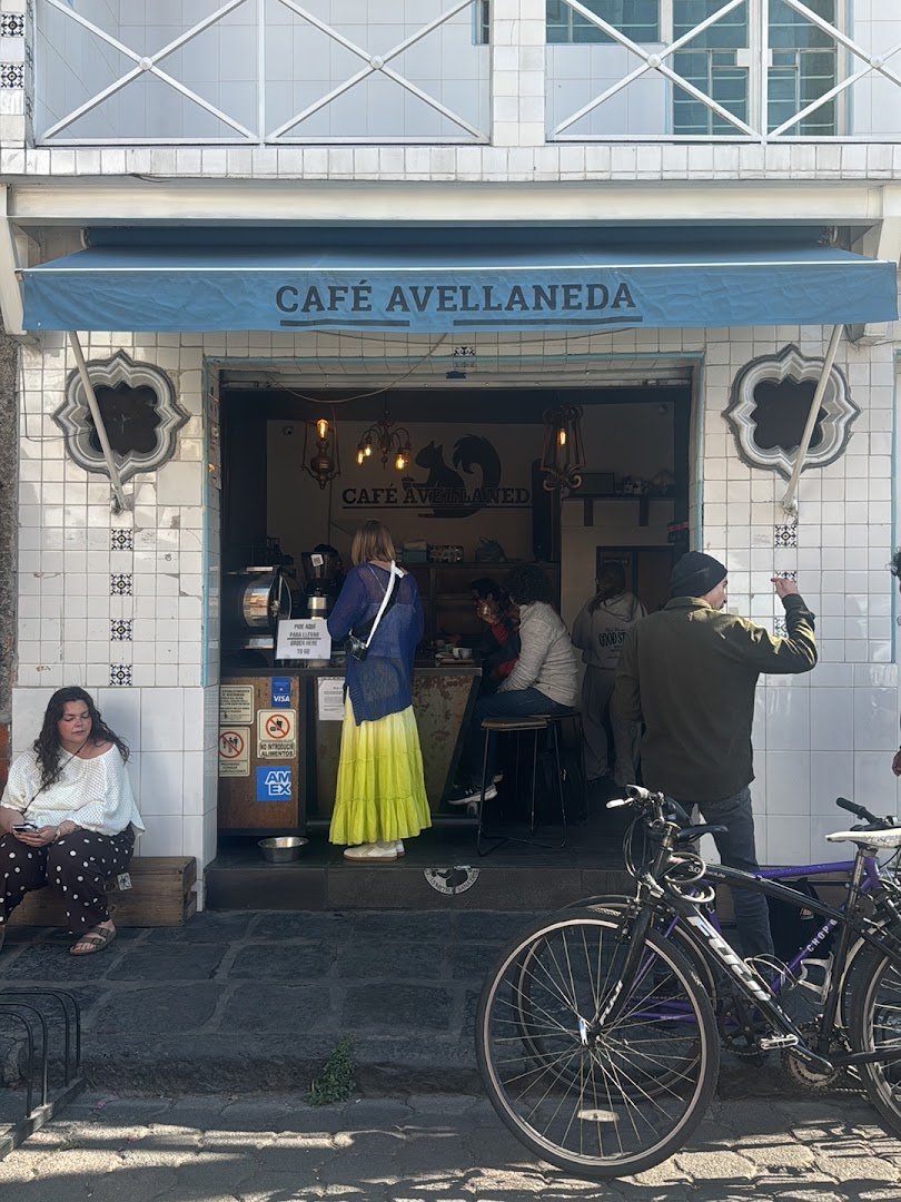 Storefront of Café Avellaneda, specialty coffee shop in Mexico City