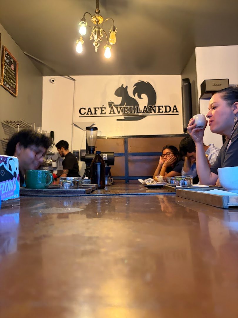 Interior of Café Avellaneda, specialty coffee shop in Mexico City