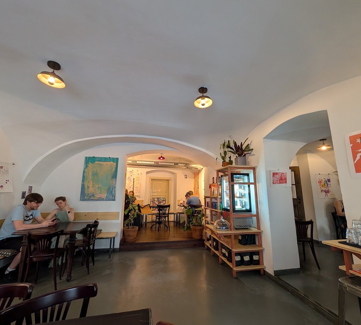Interior of Coffee and Riot, specialty coffee shop in Prague