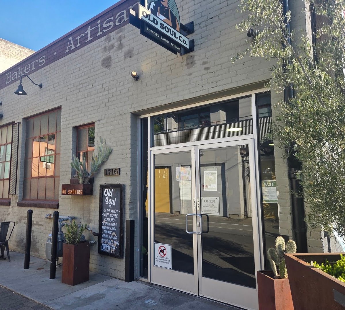 Storefront of Old Soul Co., specialty coffee shop in Sacramento