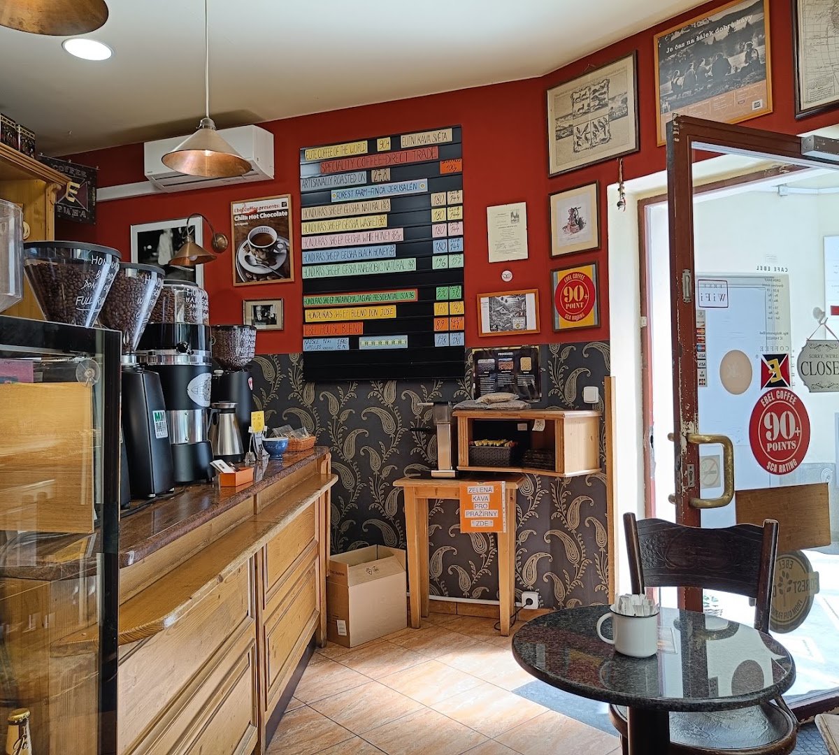 Interior of Café Ebel, specialty coffee shop in Prague