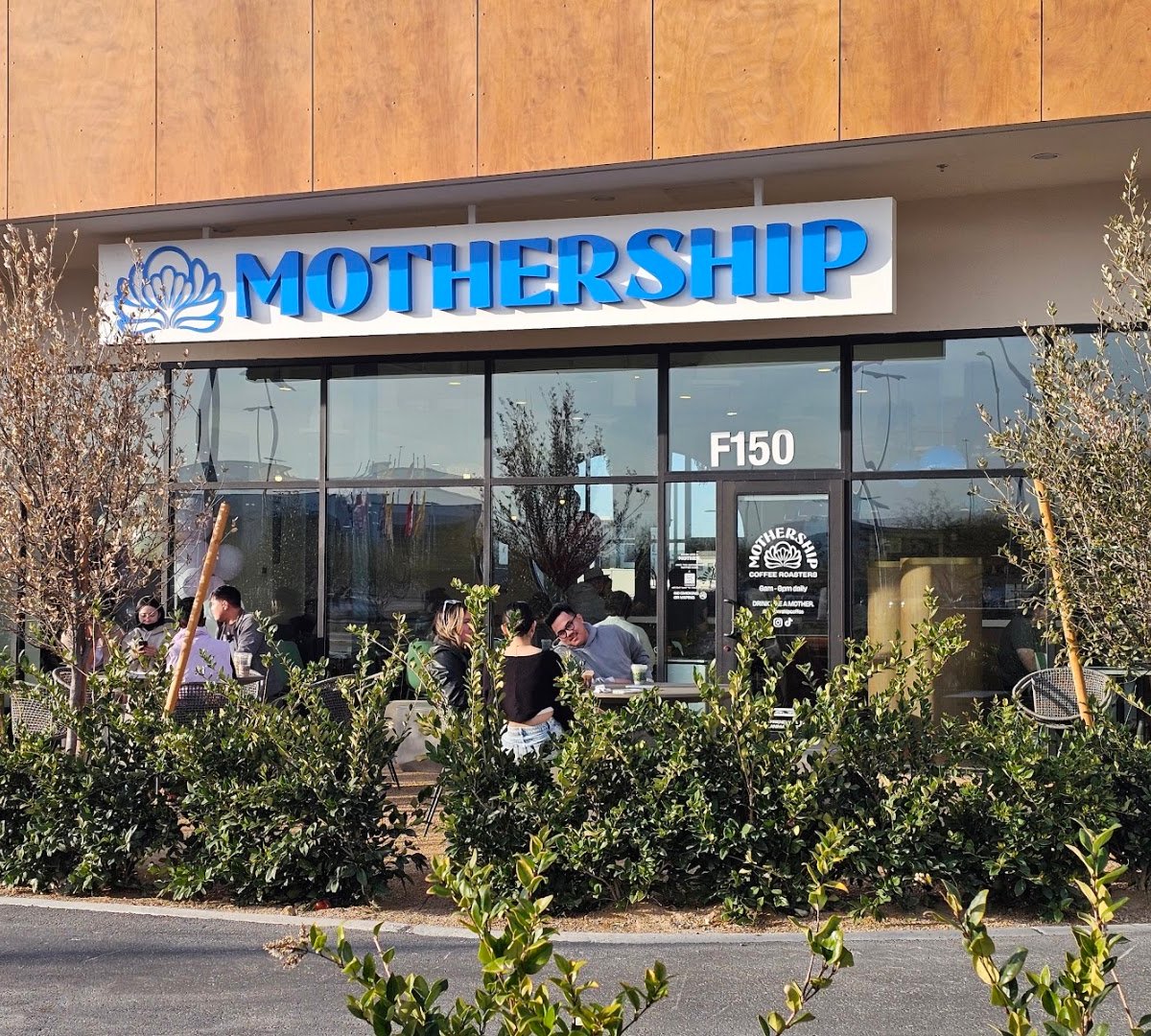 Storefront of Mothership Coffee - The Bend, specialty coffee shop in Las Vegas