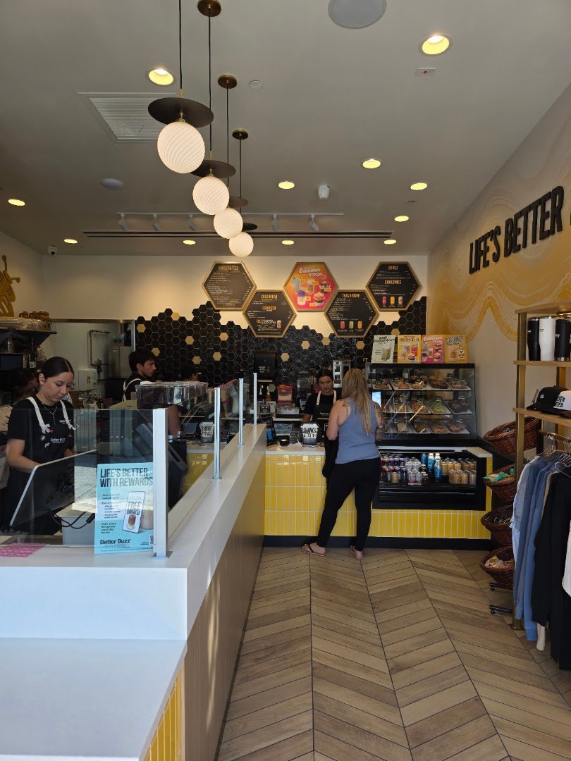 Interior of Better Buzz Coffee Fashion Valley Food Court, specialty coffee shop in San Diego