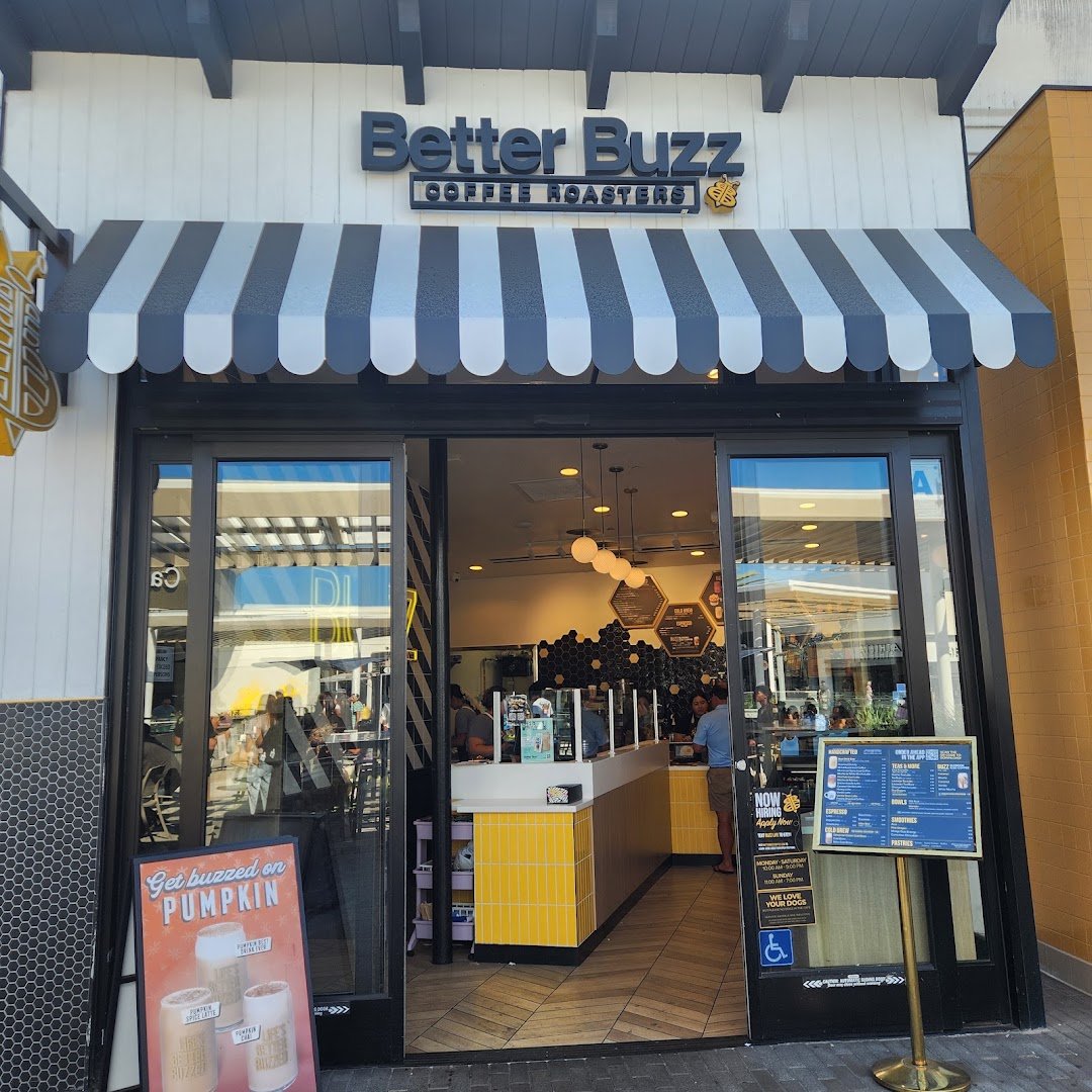 Storefront of Better Buzz Coffee Fashion Valley Food Court, specialty coffee shop in San Diego