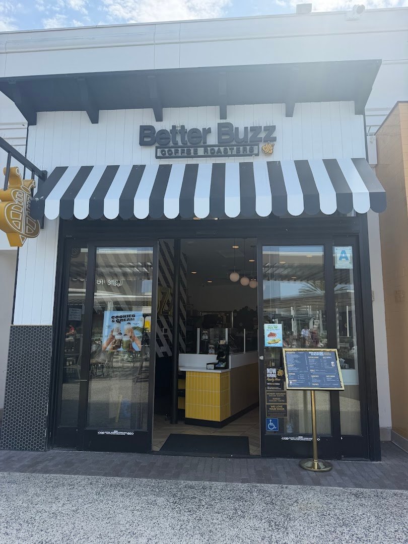 Storefront of Better Buzz Coffee Fashion Valley Food Court, specialty coffee shop in San Diego