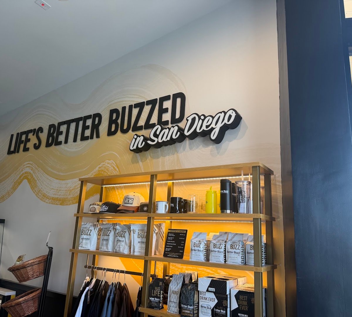 Interior of Better Buzz Coffee Fashion Valley Food Court, specialty coffee shop in San Diego