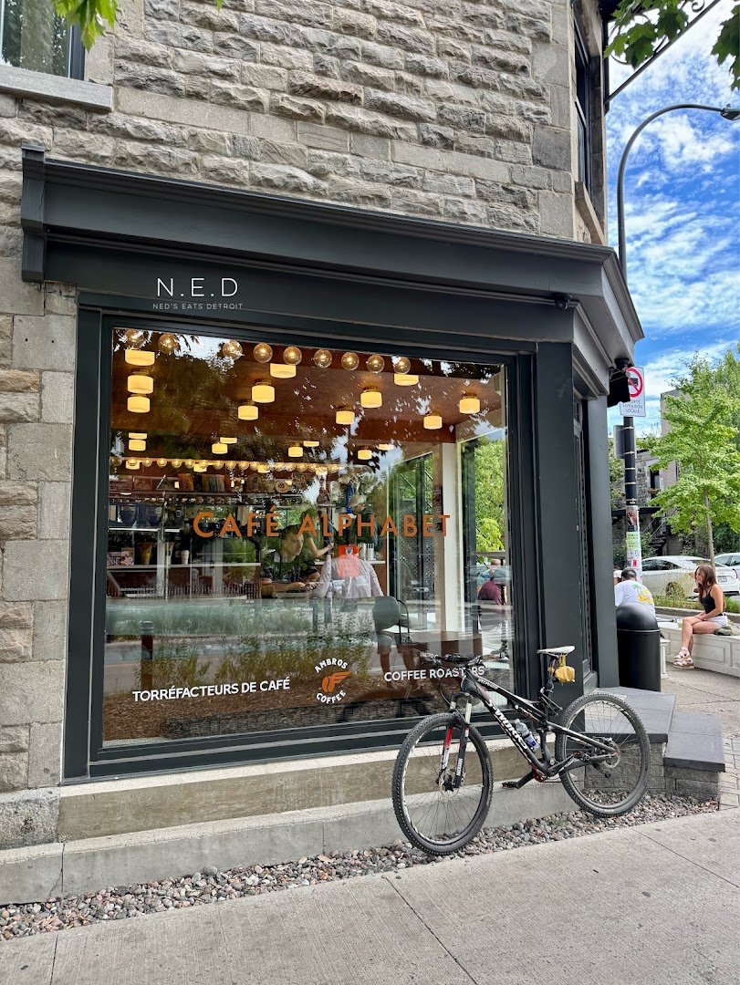 Storefront of Café Alphabet, specialty coffee shop in Montreal