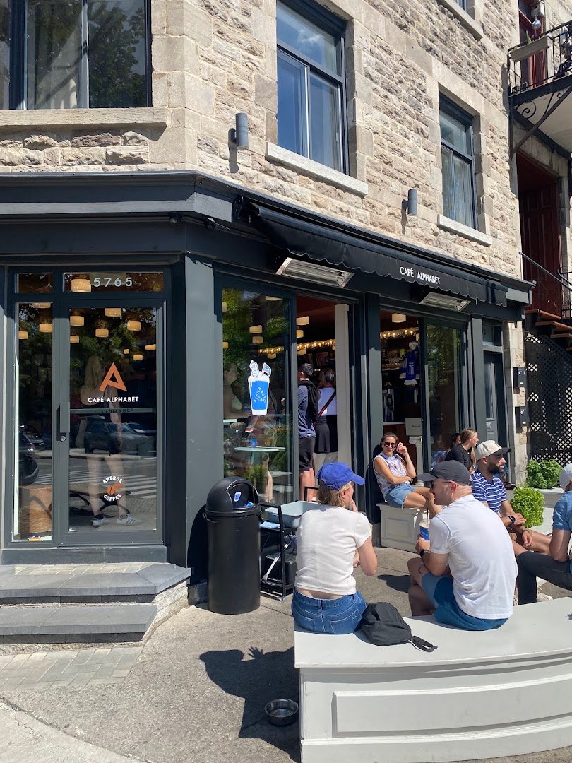 Storefront of Café Alphabet, specialty coffee shop in Montreal
