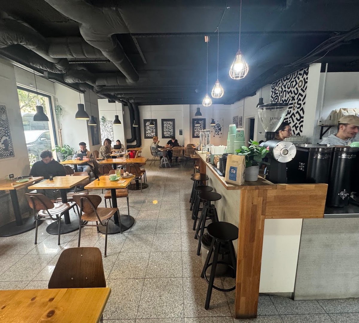 Interior of Copenhagen Coffee Lab - Alcântara, specialty coffee shop in Lisbon