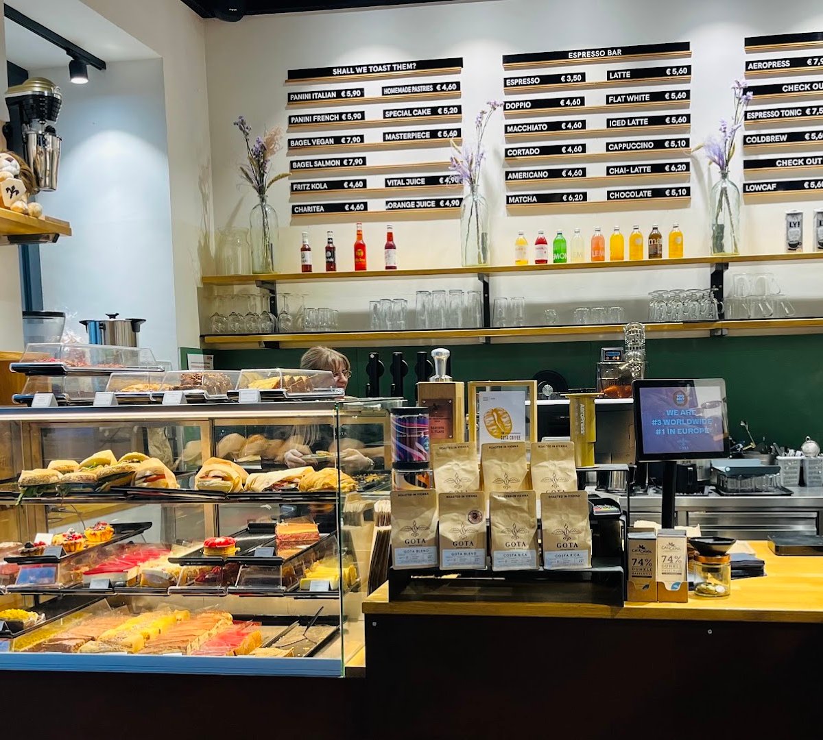 Interior of GOTA Coffee experts, specialty coffee shop in Vienna