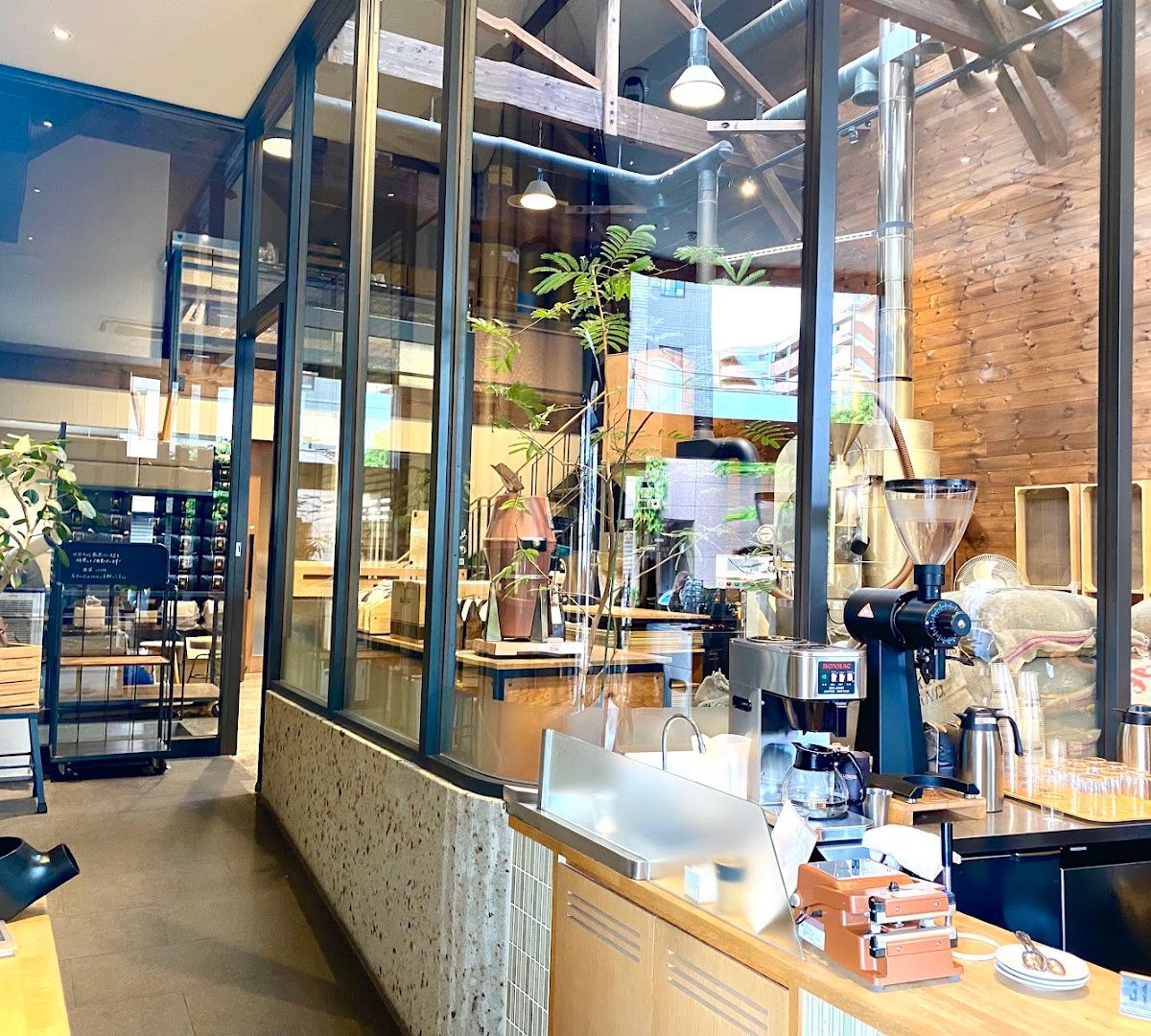 Interior of Allpress Espresso Tokyo Roastery & Cafe, specialty coffee shop in Tokyo