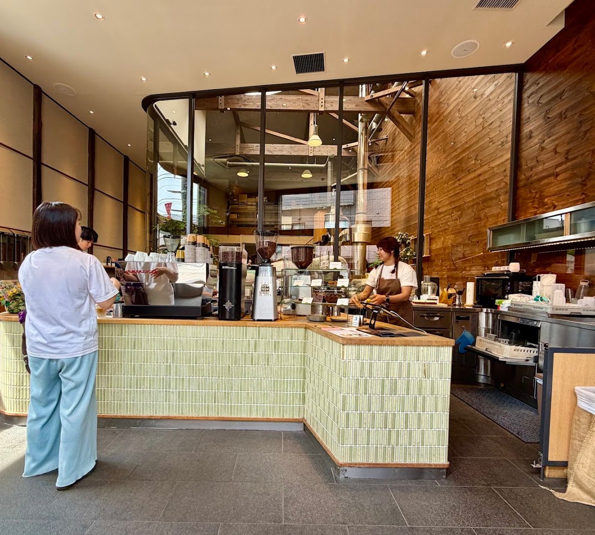 Interior of Allpress Espresso Tokyo Roastery & Cafe, specialty coffee shop in Tokyo