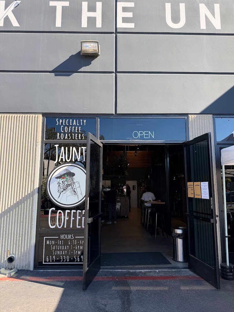 Storefront of Jaunt Coffee Roasters, specialty coffee shop in San Diego