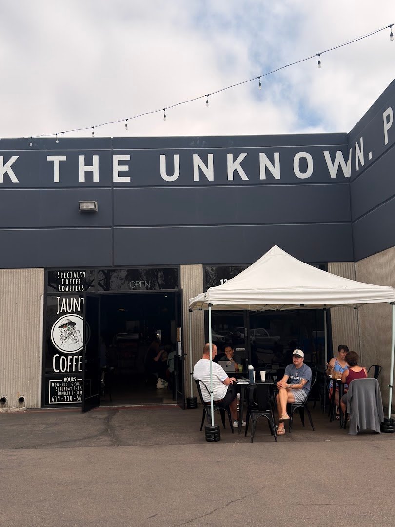 Storefront of Jaunt Coffee Roasters, specialty coffee shop in San Diego
