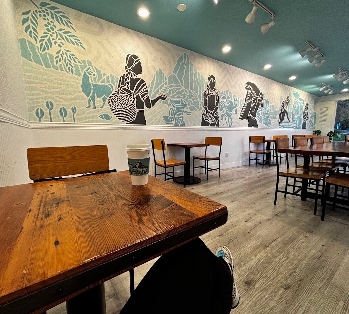 Interior of Pachamama Coffee, specialty coffee shop in Sacramento