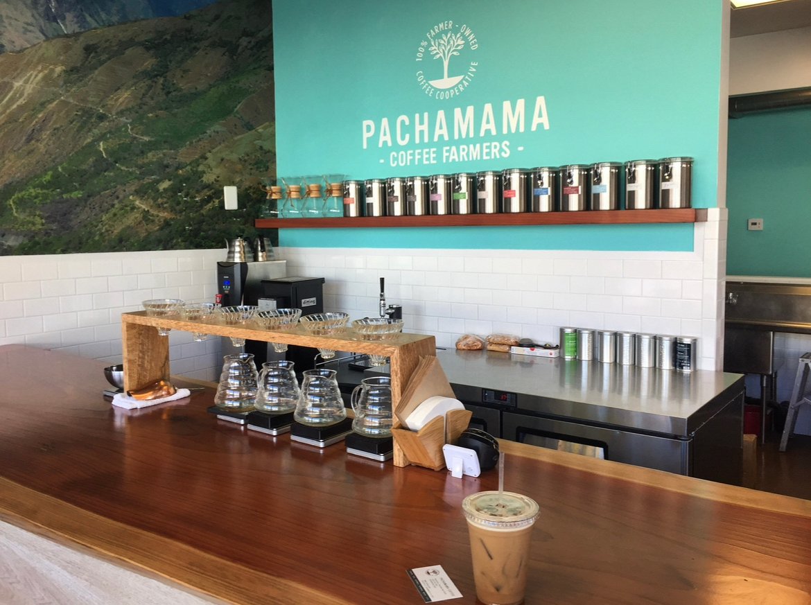 Interior of Pachamama Coffee, specialty coffee shop in Sacramento