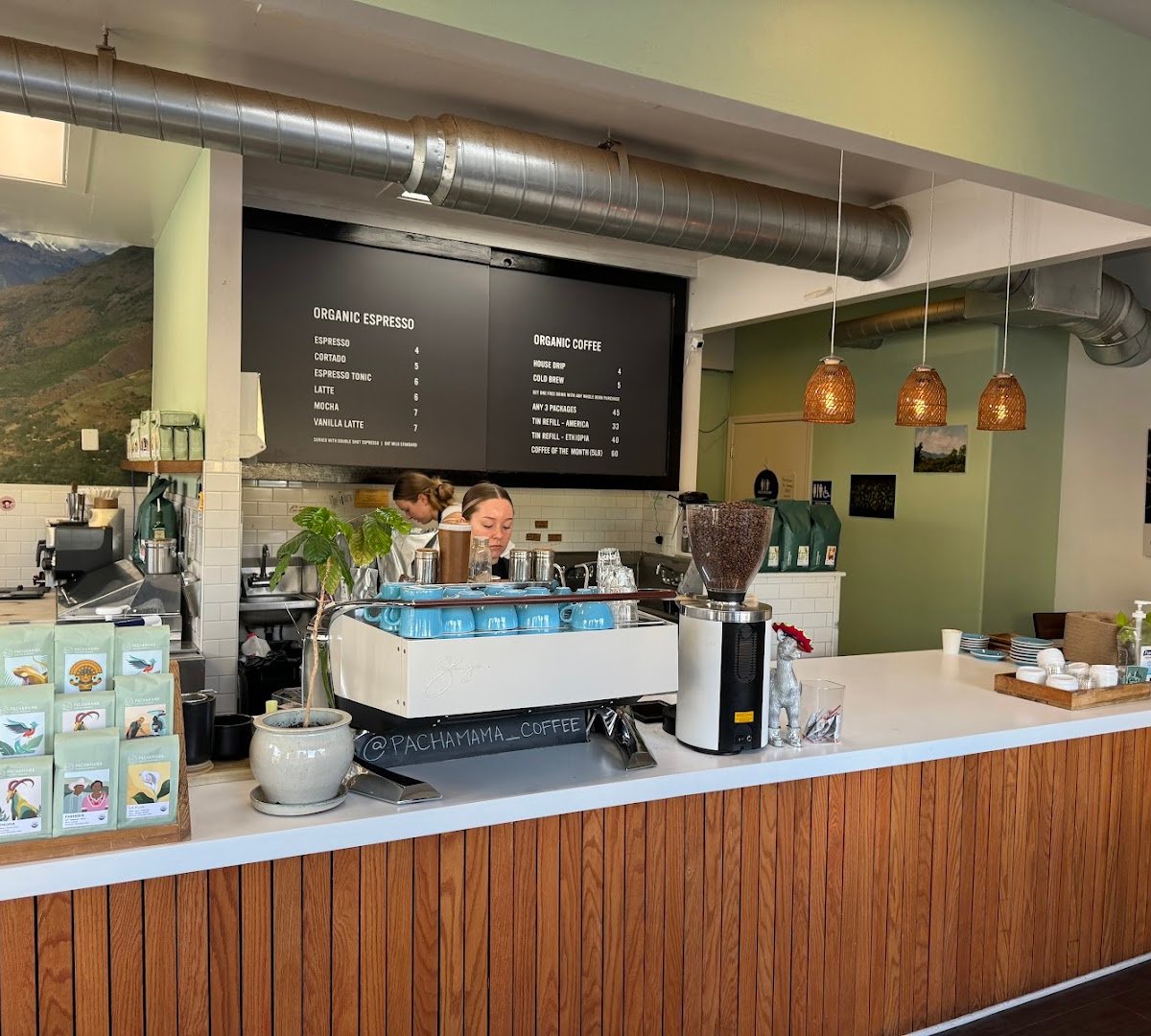 Interior of Pachamama Coffee, specialty coffee shop in Sacramento