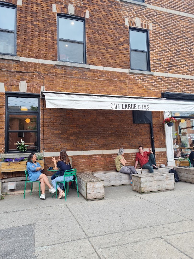 Storefront of Cafe Larue & Fils, specialty coffee shop in Montreal