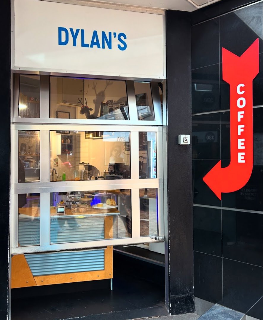 Storefront of Dylan's, specialty coffee shop in Wellington