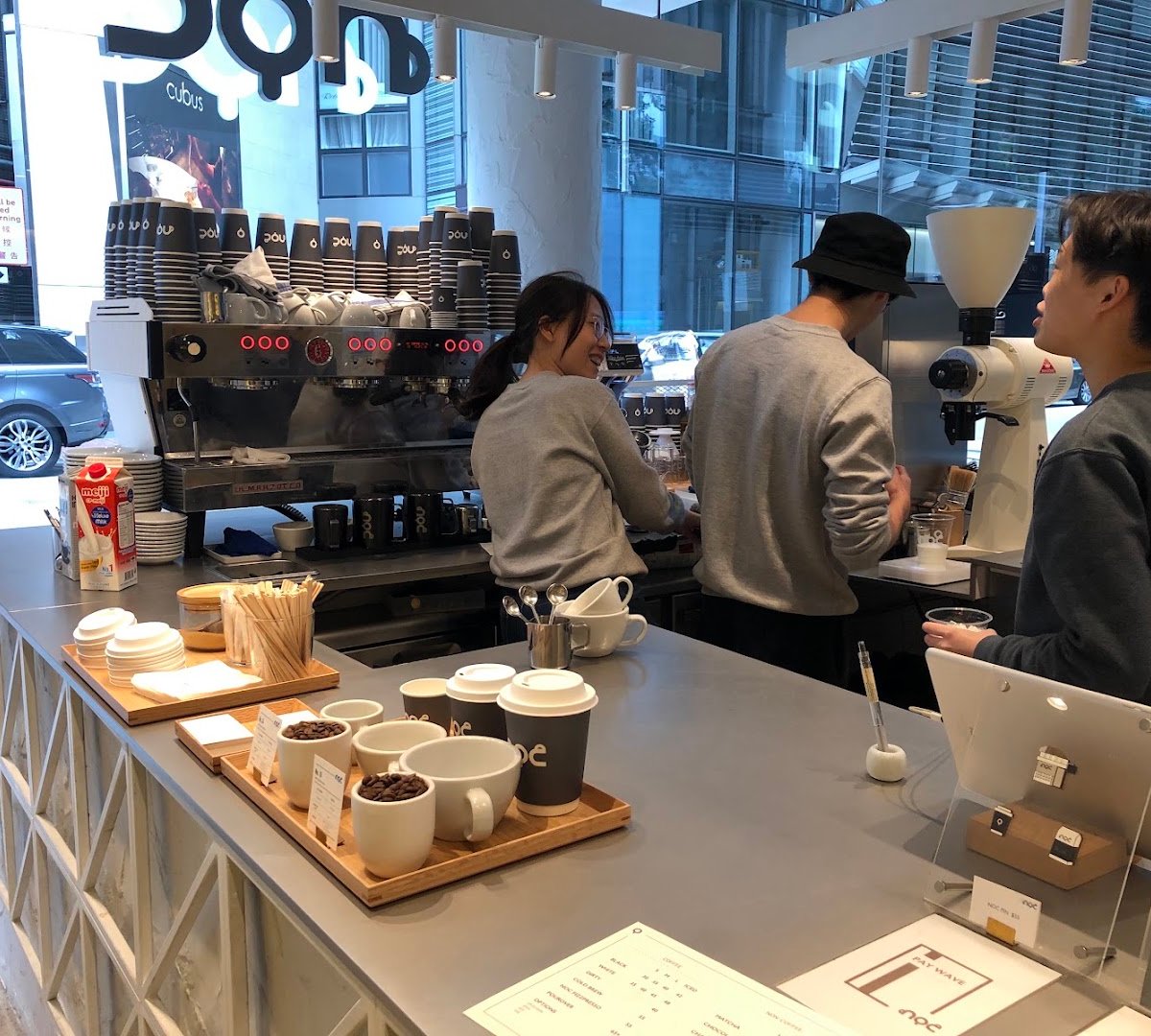 Interior of noc, specialty coffee shop in Hong Kong