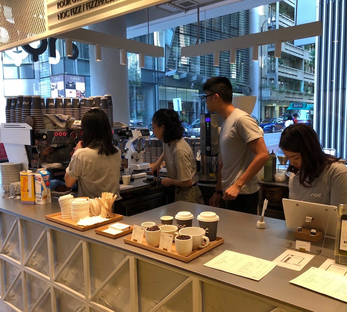 Interior of noc, specialty coffee shop in Hong Kong